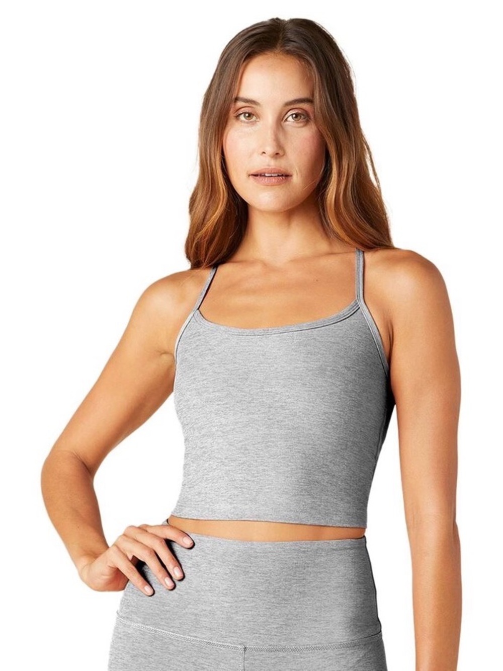 Beyond Yoga Grey Seamless Crop Cami with Thin Straps